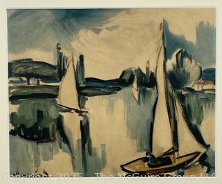 Framed Under Glass Color Lithograph by Maurice de Vlaminck 1908. 12.5 x 14.5" 
