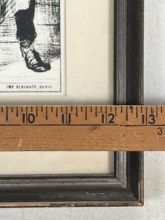 Framed Under Glass Lithograph by Honore Daumier, Titled Ami de Personne. 13" x 16"