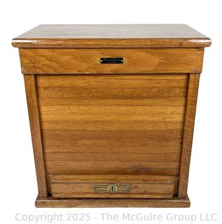 Oak Poole Bros Railway Ticket Cabinet Dispenser with Tambour Door