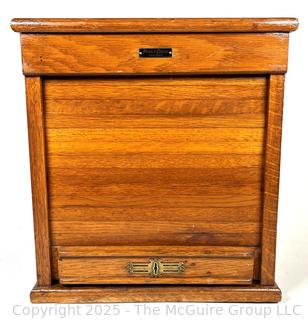 Oak Poole Bros Railway Ticket Cabinet Dispenser with Tambour Door