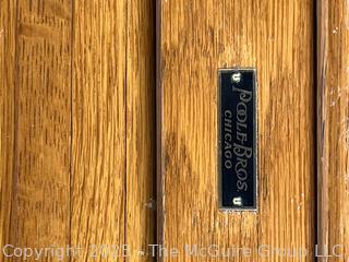 Oak Poole Bros Railway Ticket Cabinet Dispenser with Tambour Door
