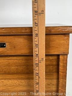 Oak Poole Bros Railway Ticket Cabinet Dispenser with Tambour Door