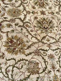 Wool Hand Knotted Afghan Floral Red on Beige Ground Area Rug.  90" x 117"
