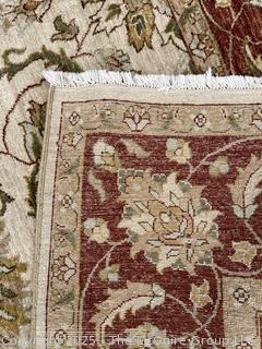 Wool Hand Knotted Afghan Floral Red on Beige Ground Area Rug.  90" x 117"
