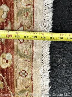 Wool Hand Knotted Afghan Floral Red on Beige Ground Area Rug.  90" x 117"
