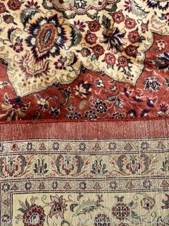 Hand-Knotted Wool Area Rug on Red Ground. 106 x 148"