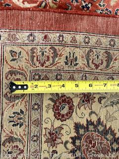 Hand-Knotted Wool Area Rug on Red Ground. 106 x 148"