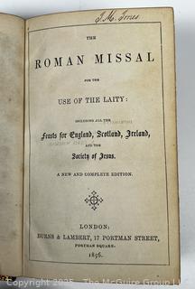 1856 Black Embossed Leather Bound Book The Roman Missal