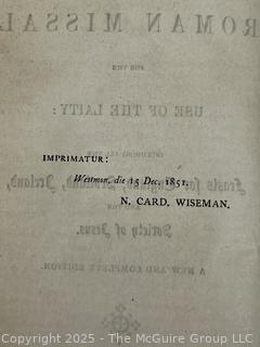 1856 Black Embossed Leather Bound Book The Roman Missal