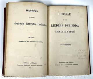 1887 Leather Bound with Marble Boards Book Glossar zu den Liedern der Edda by Hugo Gering 