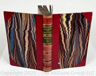 1833 Leather Bound with Marble Boards Book, The Romance of History: England by Henry Neele