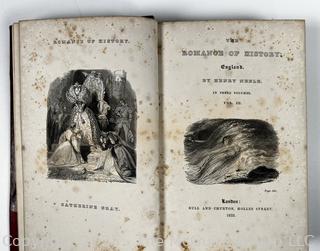 1833 Leather Bound with Marble Boards Book, The Romance of History: England by Henry Neele