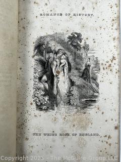 1833 Leather Bound with Marble Boards Book, The Romance of History: England by Henry Neele