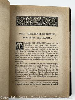 1889 Leather Bound with Marble Boards Book Letters, Sentences and Maxims by Lord Chesterfield