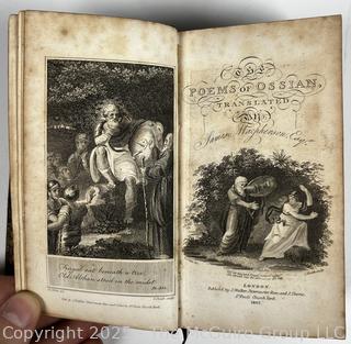 1807 Leather Bound with Marble Boards Book, The Poems of Ossian Translated by James MacPherson