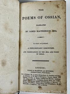 1807 Leather Bound with Marble Boards Book, The Poems of Ossian Translated by James MacPherson