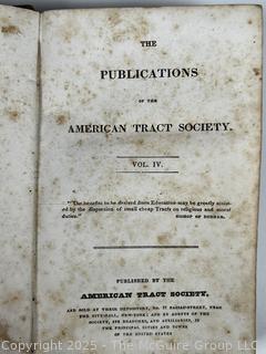 1800's Leather Bound Book The Publications of the American Tract Society 