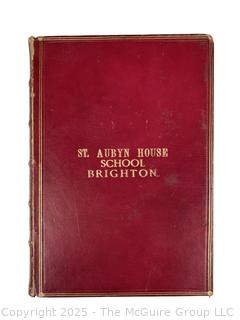 1882 Leather Bound with Gilt Decoration and Marble End Pages Book St Aubyn House School Brighton