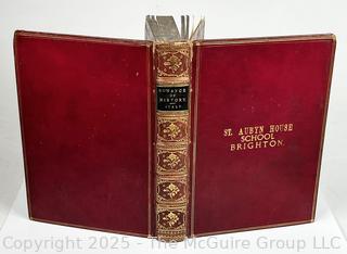 1882 Leather Bound with Gilt Decoration and Marble End Pages Book St Aubyn House School Brighton