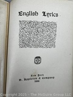 Two (2) 1896 Volume Set of Leather Bound with Marble Boards English Lyrics and Selected Prose of John Milton Book