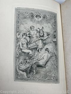 Two (2) 1896 Volume Set of Leather Bound with Marble Boards English Lyrics and Selected Prose of John Milton Book
