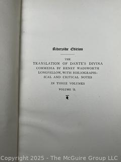 Two (2) Volumes (II & III) 1889 Leather Bound with Marble Boards of the Divine Comedy of Dante Alighieri Books