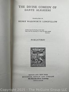 Two (2) Volumes (II & III) 1889 Leather Bound with Marble Boards of the Divine Comedy of Dante Alighieri Books