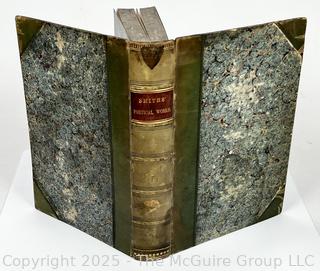 1857 Leather Bound with Marble Boards Book, The Political Works of Horace Smith & James Smith 