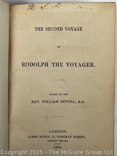 1844 Leather Bound with Marble Boards Book, The Second Voyage of Rodolph the Voyager