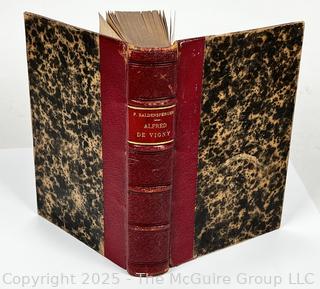 1912 Leather Bound with Marble Boards Book, Alfred De Vigny 