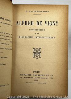 1912 Leather Bound with Marble Boards Book, Alfred De Vigny 