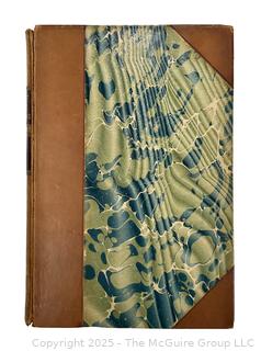 Leather Bound with Marble Boards Book, The Last of the Mohicans by Fenimore Cooper.  Cover detached