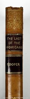 Leather Bound with Marble Boards Book, The Last of the Mohicans by Fenimore Cooper.  Cover detached