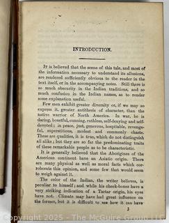 Leather Bound with Marble Boards Book, The Last of the Mohicans by Fenimore Cooper.  Cover detached