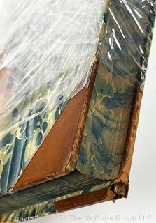 Leather Bound with Marble Boards Book, The Last of the Mohicans by Fenimore Cooper.  Cover detached