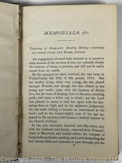 1875 Leather Bound Book, Memorials Concerning Several Ministers 