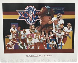 1992 Washington Redskins Super Bowl Poster. 16" x 20"