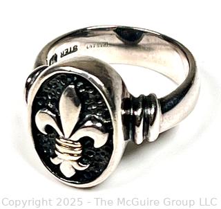 Sterling Silver Ann King Fleur De Lis Ring with 18kt Gold Decoration

