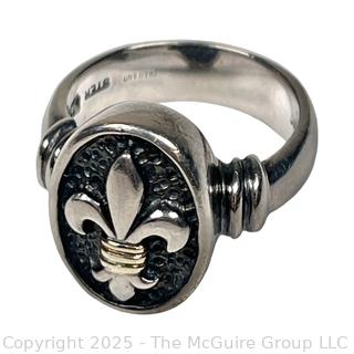 Sterling Silver Ann King Fleur De Lis Ring with 18kt Gold Decoration
