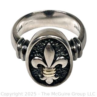 Sterling Silver Ann King Fleur De Lis Ring with 18kt Gold Decoration
