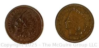 1909 and 1891 Indian Head Pennies 