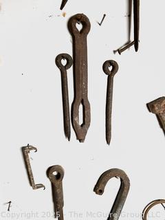 Wrought Iron Forged Pins, Fasteners and Hooks<br>

<br><br>

Removal Options:<br><br> Sat (Nov 8) & Sun (Nov 9) 11-3pm, 56 Scotch Hill Rd., Cambridge NY 12816<br><br>

Sat (Nov 15) 12-2pm, TMG Warehouse, 2800 Juniper St., Fairfax, VA 22031<br><br>

Request Shipping (david@themcguiregroupllc.com)  