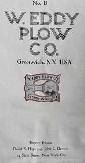 Sales Pamphlet of The Eddy Plow Co., Greenwich NY