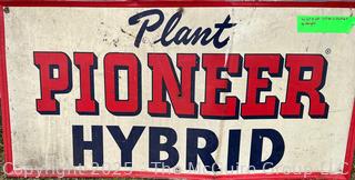Vintage Metal Pioneer Seed Corn Vendor Sign. Measures 18 x 32"