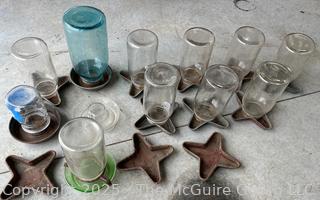 Group of Glass Canning Jar Chicken Feeders<br>

<br><br>

Removal Options:<br><br> Sat (Nov 8) & Sun (Nov 9) 11-3pm, 56 Scotch Hill Rd., Cambridge NY 12816<br><br>

