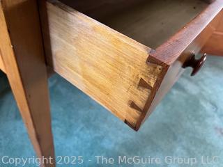 19th Century Pine Table w/ Single Drawer, Tapered Legs and Matching Button Knobs to Match<br>

<br><br>

Removal: Sat (Nov 8) & Sun (Nov 9) 11-3pm, 56 Scotch Hill Rd., Cambridge NY 12816 
