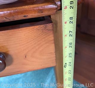 19th Century Pine Table w/ Single Drawer, Tapered Legs and Matching Button Knobs to Match<br>

<br><br>

Removal: Sat (Nov 8) & Sun (Nov 9) 11-3pm, 56 Scotch Hill Rd., Cambridge NY 12816 
