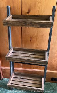 Three (3) Shelf Wooden Plant Stand. Measures 16W x 40"T<br>

<br><br>

Removal: Sat (Nov 8) & Sun (Nov 9) 11-3pm, 56 Scotch Hill Rd., Cambridge NY 12816 