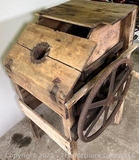 Hand-Cranked Corn Sheller. Measures 26 x 27 x 40"T<br>

<br><br>

Removal Options:<br><br> Sat (Nov 8) & Sun (Nov 9) 11-3pm, 56 Scotch Hill Rd., Cambridge NY 12816<br><br>

