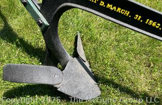 No. 4 Eddy Plow Co, Greenwich NY Pat'd 1862<br>

<br><br>

Removal Options:<br><br> Sat (Nov 8) & Sun (Nov 9) 11-3pm, 56 Scotch Hill Rd., Cambridge NY 12816<br><br>

